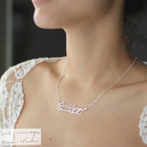 Fashion personalized handwritten commemorative signature necklace • Personalized handwritten necklace • Mothers jewelry gift