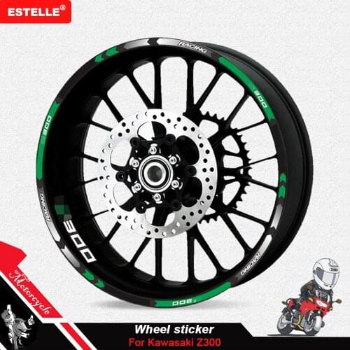Motorcycle front and rear wheels Edge Outer Rim Sticker Reflective Stripe Wheel Decals For Kawasaki Z300 Z 300 z300