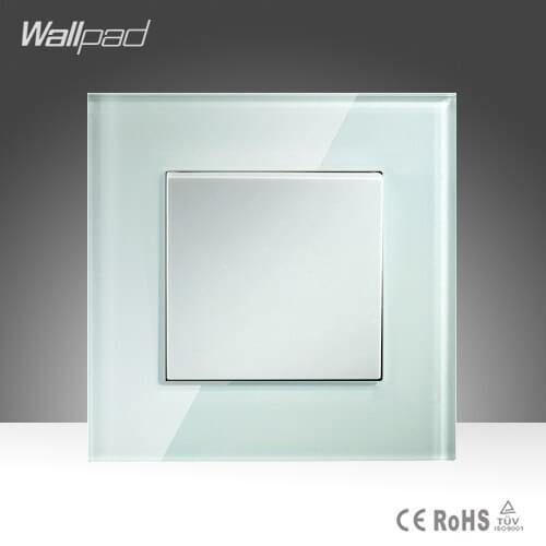 1 Gang 2 Way Wallpad Hotel Luxury White Tempered Glass UK Standard Double Control Push Button Power Wall Switch,Free Shipping