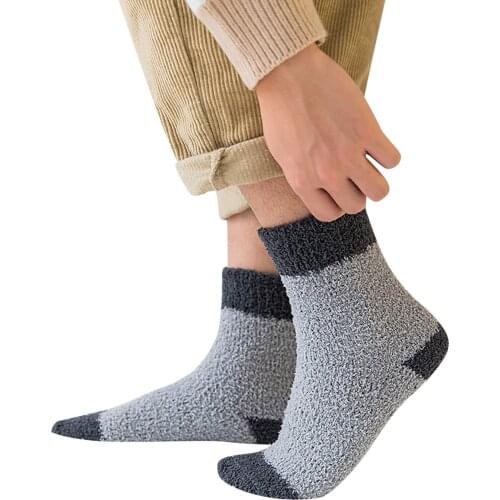 Girl Socks Hot Sale High Quality Winter Men Coral Fleece Socks Middle Tube Sleeping Home Solid Stocking For Dropshipping