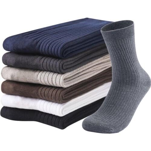 5 Pairs High Quality Men 100%Cotton Socks Brand New Business Leisure Dress Socks Breathable Deodorant Compression Long Socks