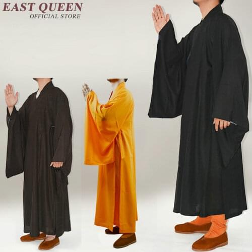 Buddhist Monk Robes Gown Traditional Buddhist Monk Clothing Uniform Shaolin Temple Costume NN0411 YE
