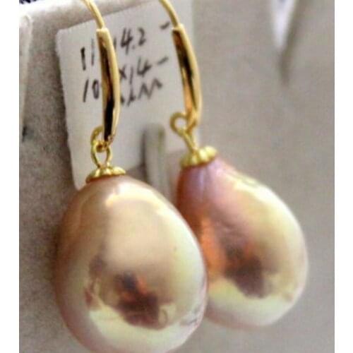 A pair of 16mm natural south sea gold pink pearl earrings