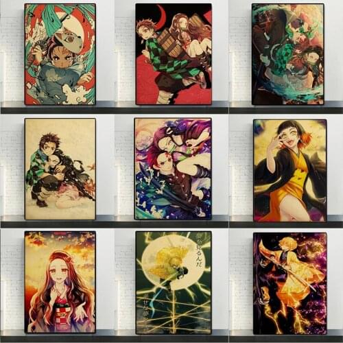 Japanese Anime Demon Killer Poster Home Decoration Bedroom Wall Decoration Childrens Room Decoration Printing Canvas Painting