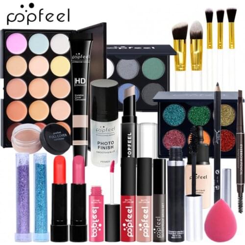 POPFEEL All In One Makeup Kit(Eyeshadow, Lip Gloss,Lipstick,Brushes,Eyebrow,Concealer,Eyeliner)Beauty Cosmetic Bag Dropship