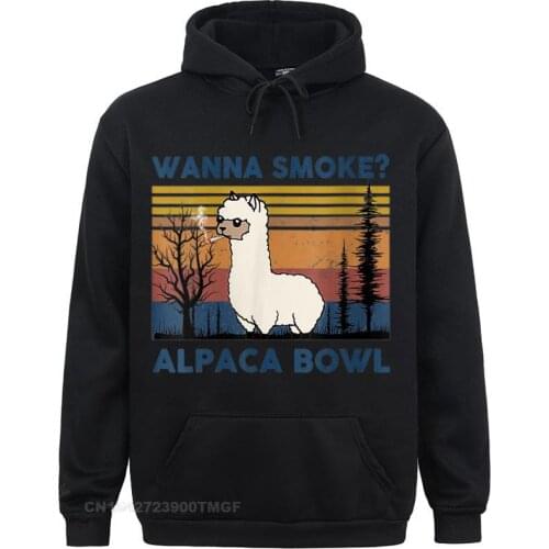 Casual Womens Wanna Smoke Alpaca Bowl Shirt Funny Alpaca Harajuku Mens Sweatshirts Discount Summer Long Sleeve Hoodies Hoods