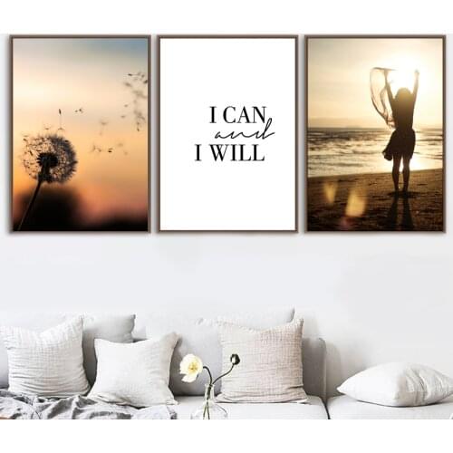 Plant Dusk Scenery Inspirational Quotes Wall Art Canvas Painting Nordic Posters And Prints Wall Pictures For Living Room Decor