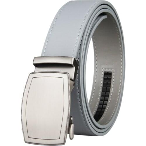New Famous Brand Belt Men Top Quality Genuine Luxury Leather Belts for Men Strap Male Metal Automatic Buckle 3.5cm Gray Belt