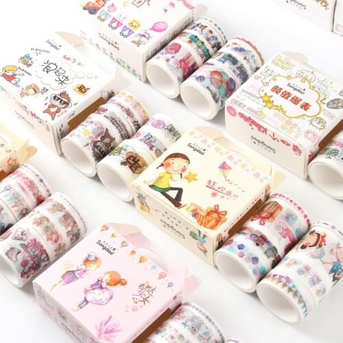 Pink Girl Heart Washi Tape Set Vintage Masking Adhesive Tape DIY Scrapbooking Sticker Label Japanese stationery