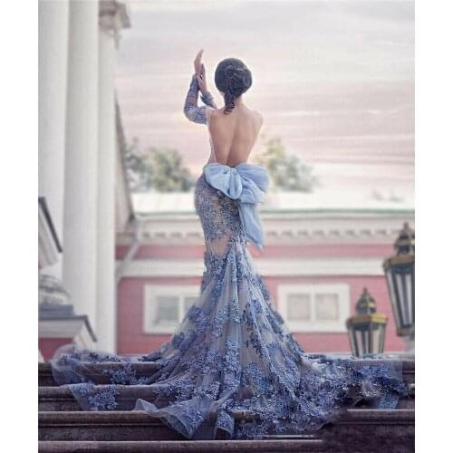 Sexy Mermaid Backless Bow Evening Dress Robe De Soiree Applique Celebrity Party Prom Gowns 2021 Abendkleid Plus Size