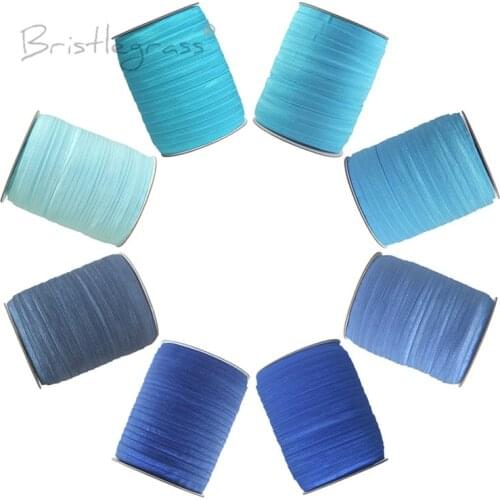 BRISTLEGRASS 100 Yard by Roll 5/8" 1.5cm Solid Color FOE Fold Over Elastics Spandex Satin Band Kid Tie Headband Lace Trim Sewing