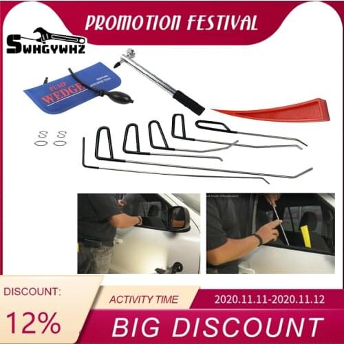 Rods Hook Tools with pum wedge lockstitch Paintless Dent Repair Car Dent Removal Tool Kit Hail Hammer Auto Parts Repair Kit