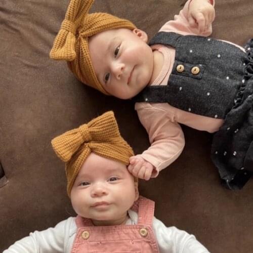 Warm Soft Cotton Bow Hat Knitted baby Bonnet Hat Turban for Girls Boys Solid Color Infant Children Beanie Cap Baby Accessories