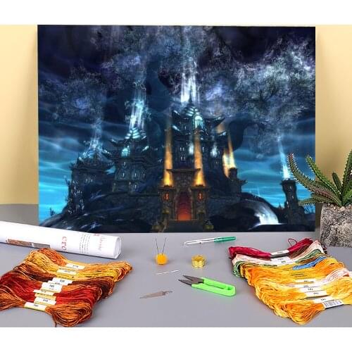 World Of Warcraft Printed Fabric 11CT Cross-Stitch Set Embroidery DMC Threads Needlework Craft Painting Sewing Home Design