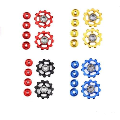 2PCS 11T Ultralight MTB Aluminum Alloy Bike Bearing Jockey Wheel Rear Derailleur Pulleys Bicycle Pulley Wheel Bike Accessories