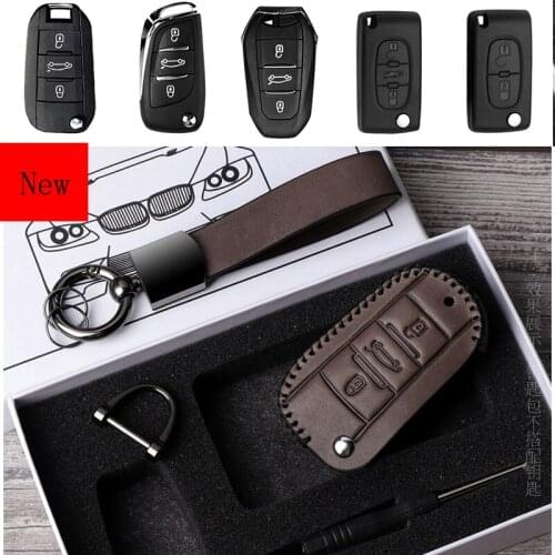 High-Quality Leather Car Smart Key Case Cover for Peugeot 308 408 508L 2008 3008 4008 5008 Car Accessories