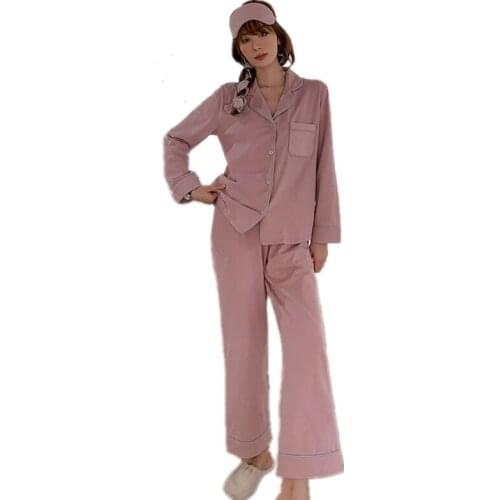 2021 Spring New Womens Cotton Pajamas Set Female Pyjamas Women Cotton Pijama Sleepwear Spring Autumn Home Clothes
