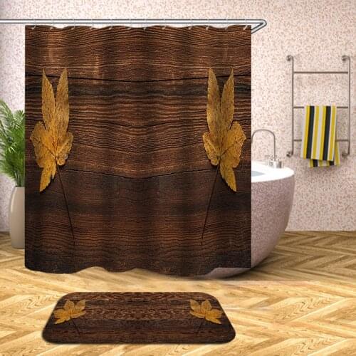 Shower Curtain Retro Rustic Barn Wood Door Print Bathroom Curtain Mildew-Proof Waterproof