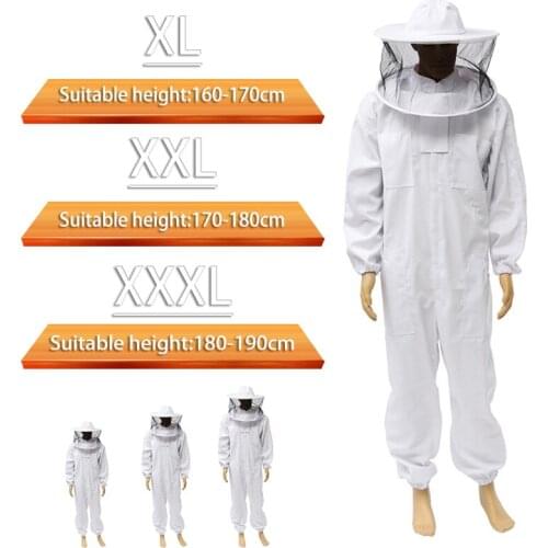 Beekeeping Protective Clothing Full Body Suit Hat Smock Pro Bee Suit Equipment Safty Veil Hat Bee Keeping Protective Clothing