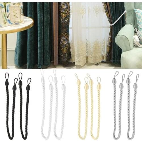 1PCS Handmade Weave Curtain Tieback Gold Gray Curtain Holder Clip Buckle Rope Home Decorative Room Accessories Curtain Tie Backs