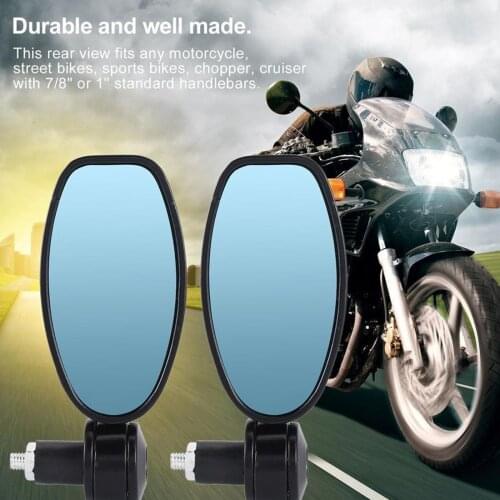 7/8" Motorcycle Hand Bar Rear View Mirrors, Universal Adjustable Side Mirrors, Motorcycle Side Mirror, for Sports Bike (Black)