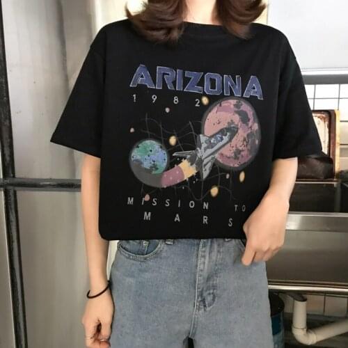 Womens T-shirts Tops Japanese Kawaii Ulzzang Loose Ins Casual Print Vintage T-shirt Female Korean Harajuku Clothes For Women