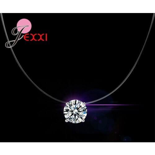Elegant Fashion 925 Sterling Silver Jewelry Women Round Multi-Color Zircon Crystal Weddings Party Necklace Pendant