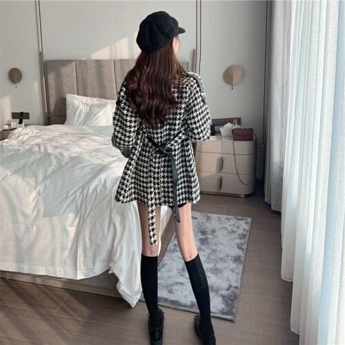 2019 winter new tie slim slimming wild long long sleeve woolen coat womens clothing