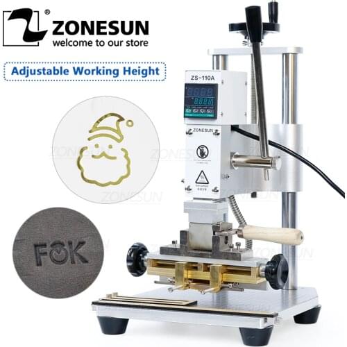 ZONESUN ZS110A Digital Leather Card Paper Metal Hot Foil Stamping Embossing Machine Heat Press Machine Branding Iron