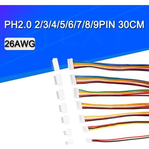 10PCS=5Sets Mini Micro JST 2.0 PH Male Female Connector 2/3/4/5/6/7/8/9/10-Pin Plug With terminal Wires Cables Socket 30CM 26AWG