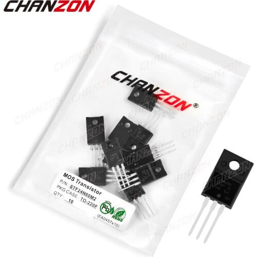 10pcs STF24N60M2 TO-220F Mosfet Bipolar Junction Transistor BJT SIC Mos Fets Triode Tube TO220F STF 24N60M2 Integrated Circuits