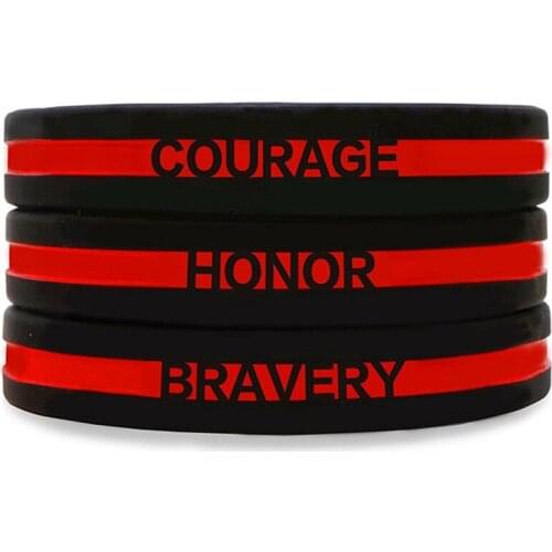 100pcs USA United states American red thin line wristbands Courage Honor Bravery wristband bracelet bangle wrist bands