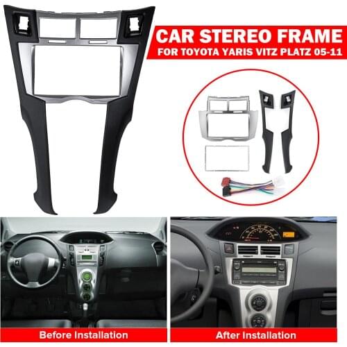 2 DIN Car DVD/CD Radio Stereo Fascia Panel Frame Adaptor Fitting Kit For Toyota Yaris Vitz Platz 2005 2006 2007 2008 2009-2011