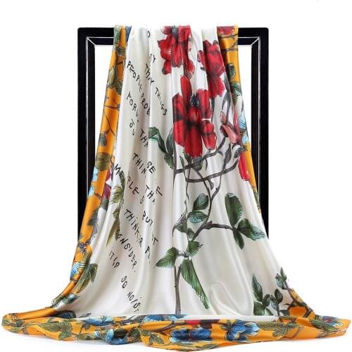 2021 Luxury Brand New Style 90CM Bandana-Style Real Fabrics Silk Scarves Headscarf Scarf Women chiffon hijab soft