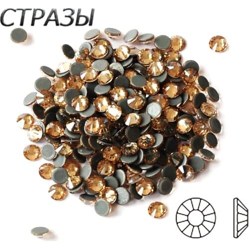 2058HF All Sizes Top Quality Stone SS6-SS20-SS30 GSHA AB/ Golden Shadow Hot fix Stone Flatback Glass Rhinestone Decorations