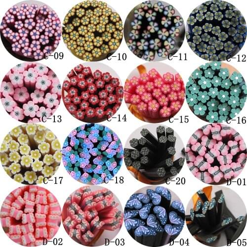 5pcs/lot 5mm*5CM Flower Butterfly Series Polymer Clay Cane Fancy Brown Pink Flower Pink Butterfly Half-Butterfly