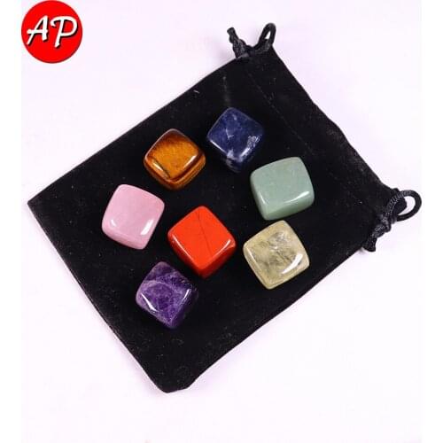 7PC A Set Natural Seven Chakra Block Therapy Stone Crystal Mineral Specimen Healing Quartz Polishing Ore Gift