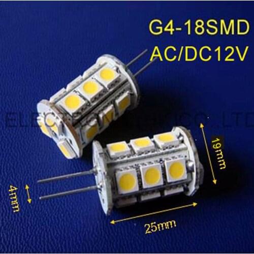 Free shipping 50pcs/lot AC/DC12V 5050 3 chips 18SMD G4 led crystal light