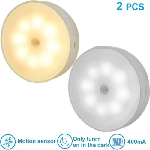 Motion Sensor Wireless LED Cabinet Lights Built-in 400mA Battery for Bedroom Wall Staircase Closet Room Aisle Lighting