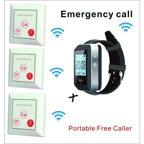 Wireless Emergency Watch Call Wall-mount free stickers Calling buttons
