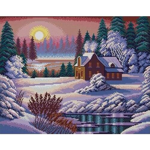 DIY Bead embroidery Sunset Snow With Pre-printed Pattern Home decoration Beads for needlework Czech beads beads set 23.7”x18.9"