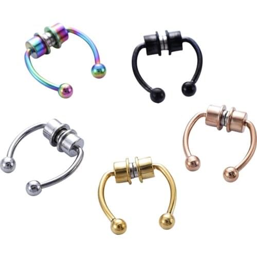 2021 New Nose Ring Reusable Alloy Fake Magnetic False Nose Ring Horseshoes Non Piercing Hoop Jewelry for Party Bar