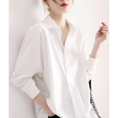 2021 Korean Fashion Clothing Boyfriend Lazy Oversize Women Shirts Wide Elegant Blouse Streetwear Womens Clothing Pockets