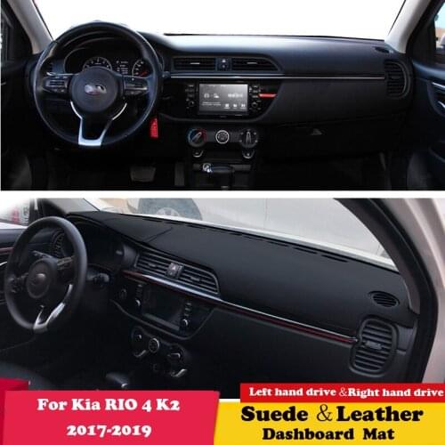 For KIA RIO 4 K2 2017-2019 Russian Versions Leather Dashmat Dashboard Cover Pad Dash Mat Carpet Car-Styling Accessories Suede