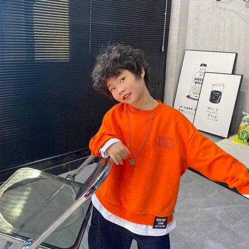 Purplr Orange Spring Autumn Boys Sweatshirts Jacket Coat Kids Outwear Teenager Tops Children Clothes Cotton High Quality