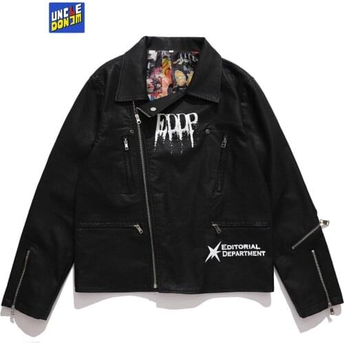 UNCLEDONJM PU leather jacket biker jacket fashion 2021 homme men fur jacket high street Faux Leather winter jacket men JK50