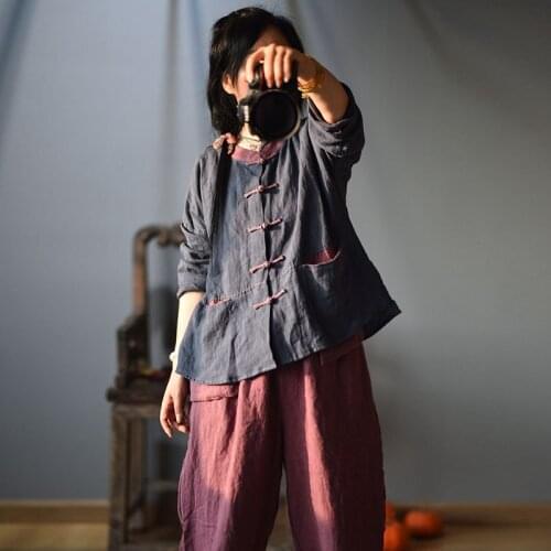 Women Loose Spring Autumn Patchwork Jackets Coat Outerwear Ladies Vintage Handmade Button Coat Female 2020 Loose Jacket