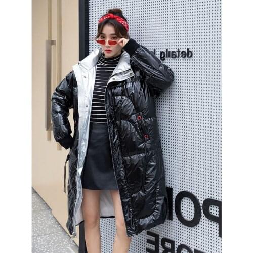 2021 Korean New Bright Face Down Coats Women Winter Long Down Jacket Female Warm White Duck Down Parka Coat Womens Down Overcoat