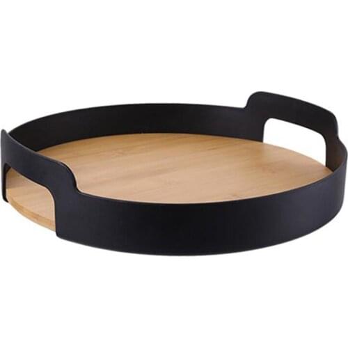 Storage Tray Multifunctional Fruit Tea Coffee Display Plate Bamboo Dish for Home Kitchen Desktop Decorative