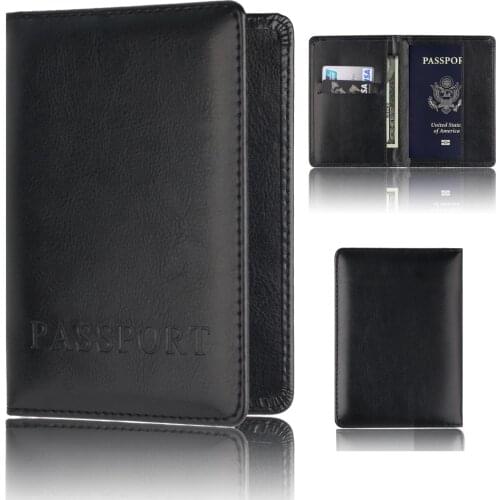 Fashion billfold Leather Passport Cover Travel Passport Holder Protector Wallet Fold Business Card Holder Purse Women Men